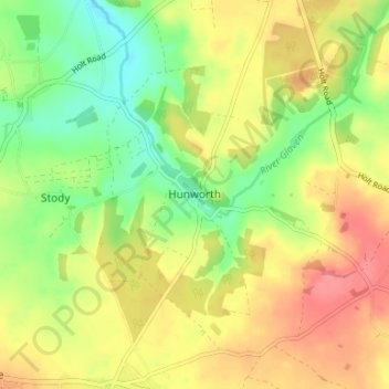 Hunworth地形图、海拔、地势