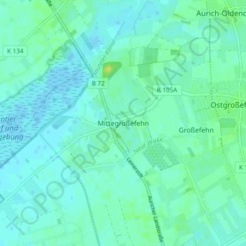 Mittegroßefehn地形图、海拔、地势