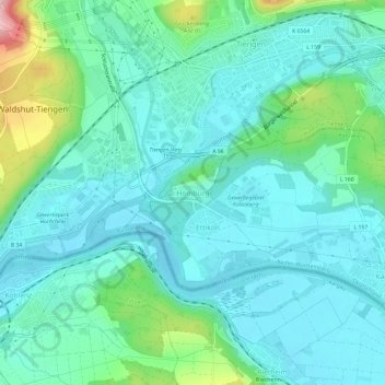 Homburg地形图、海拔、地势