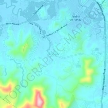 Dinginan地形图、海拔、地势