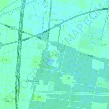 十八里铺地形图、海拔、地势