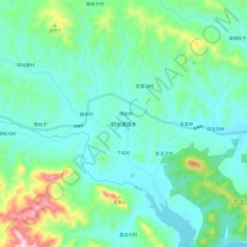 明水满族乡地形图、海拔、地势