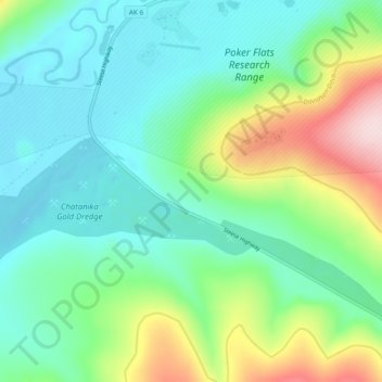Chatanika地形图、海拔、地势