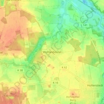 Wohlesbostel地形图、海拔、地势