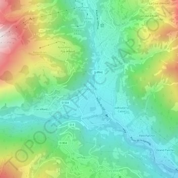 Vallouise地形图、海拔、地势
