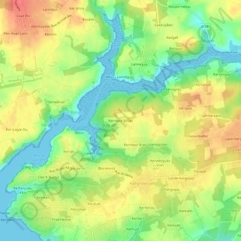 Kermeur Bihan地形图、海拔、地势