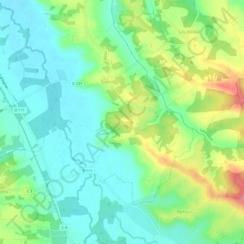 Gamache地形图、海拔、地势