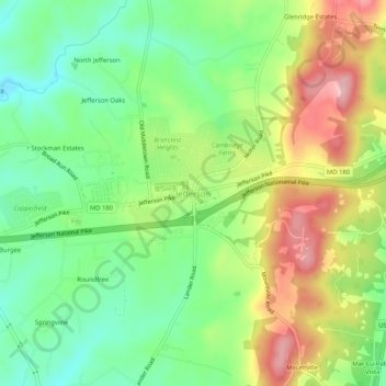 Jefferson地形图、海拔、地势