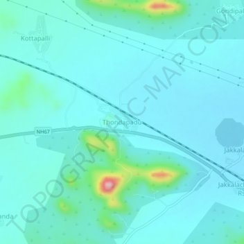 Thondapadu地形图、海拔、地势