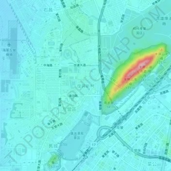 復興新村地形图、海拔、地势