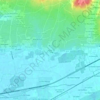 Lossay地形图、海拔、地势