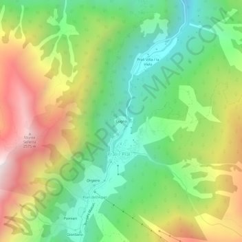 Cugno地形图、海拔、地势
