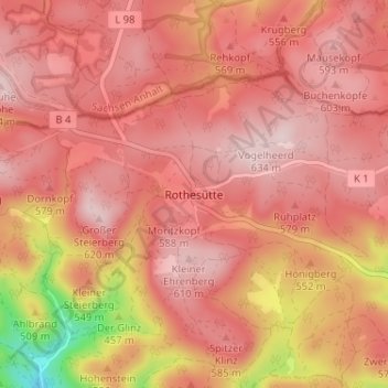 Rothesütte地形图、海拔、地势