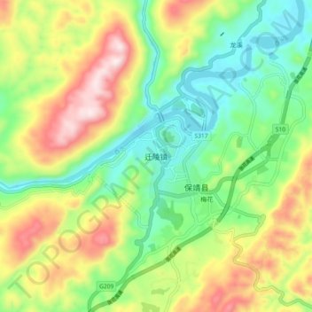 迁陵镇地形图、海拔、地势