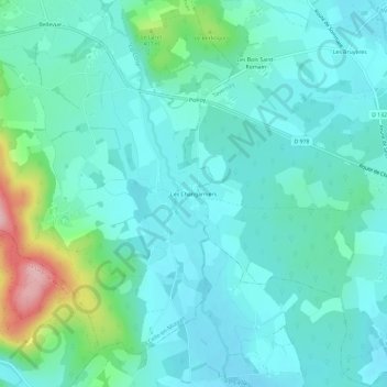 Les Changarniers地形图、海拔、地势