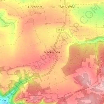 Neckeroda地形图、海拔、地势