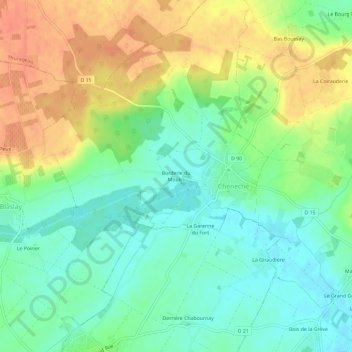 Borderie du Moulin地形图、海拔、地势