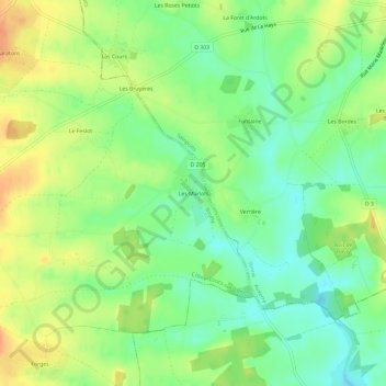 Les Marlots地形图、海拔、地势