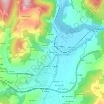 El Barriu Azul地形图、海拔、地势