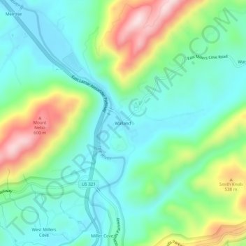 Walland地形图、海拔、地势