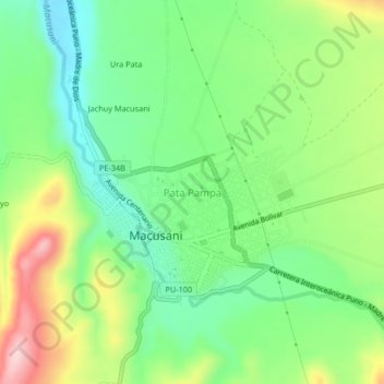 Pata Pampa地形图、海拔、地势