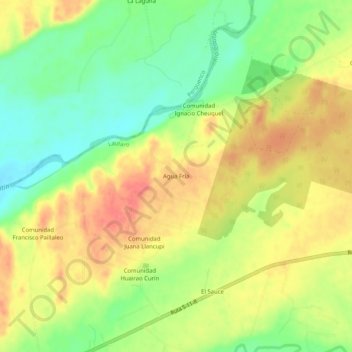 Agua Fría地形图、海拔、地势