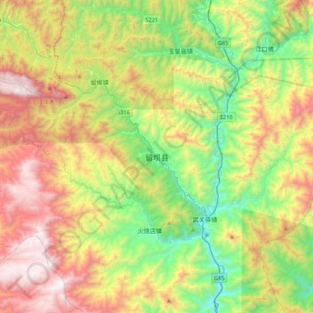 留坝县地形图、海拔、地势