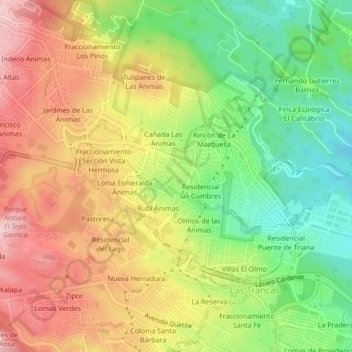 Real del Bosque地形图、海拔、地势