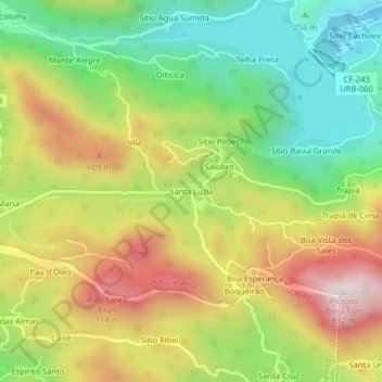 Santa Luzia地形图、海拔、地势