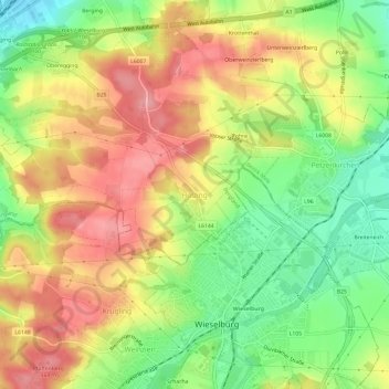 Holzing地形图、海拔、地势