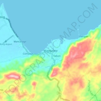 Mangagoy地形图、海拔、地势