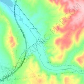 Navarrete del Río地形图、海拔、地势