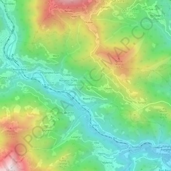 Maleggia地形图、海拔、地势