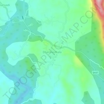 Dharmasthala地形图、海拔、地势