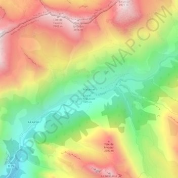 Maljasset地形图、海拔、地势