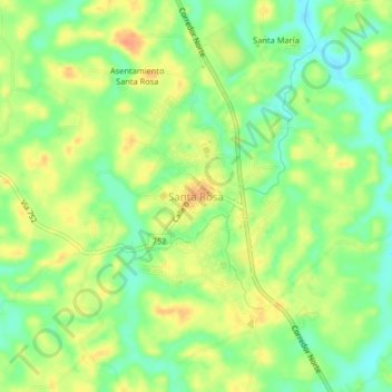 Santa Rosa地形图、海拔、地势