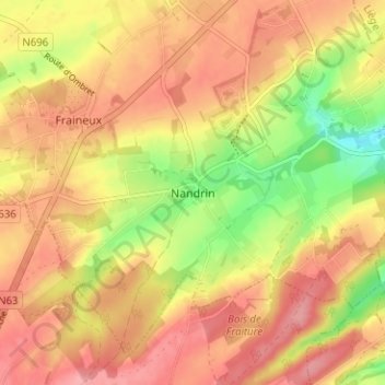 Nandrin地形图、海拔、地势