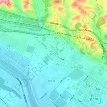 红艺村地形图、海拔、地势