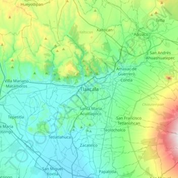 Tlaxcala地形图、海拔、地势