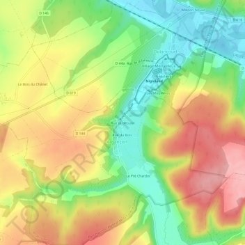 Rue du Moulin地形图、海拔、地势