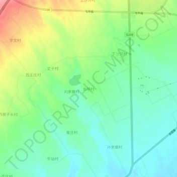 长郝村地形图、海拔、地势