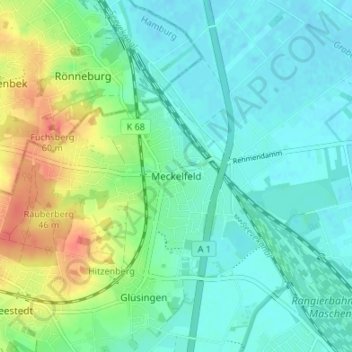 Meckelfeld地形图、海拔、地势