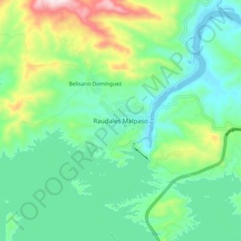 Raudales Malpaso地形图、海拔、地势