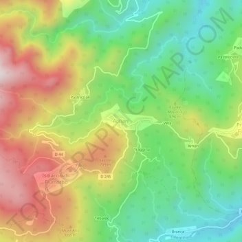 Acciani地形图、海拔、地势