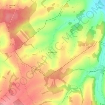Bois de Rigny地形图、海拔、地势