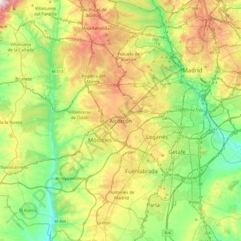 Alcorcón地形图、海拔、地势