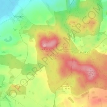Voßbarg地形图、海拔、地势