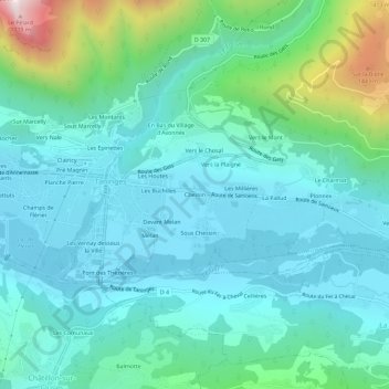 Chessin地形图、海拔、地势