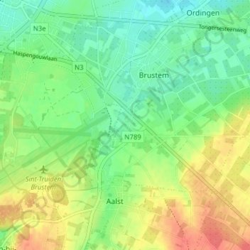 Brugske地形图、海拔、地势
