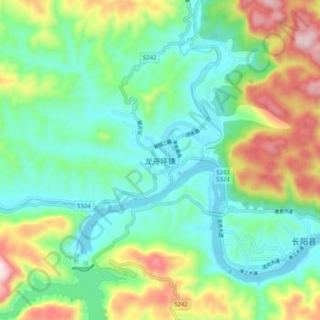 龙舟坪镇地形图、海拔、地势
